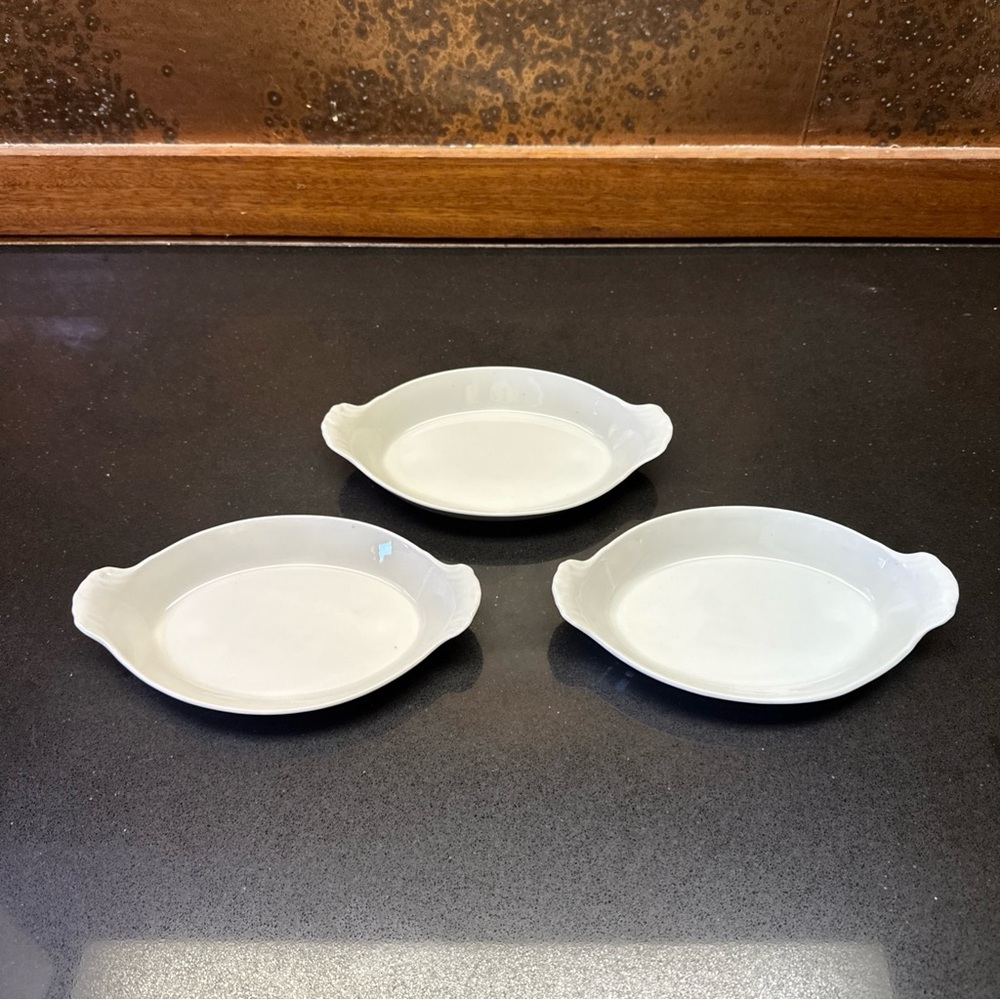 Pillivuyt Oval Au Gratin White Baking Dishes Made in France 8” Porcelain-set 3